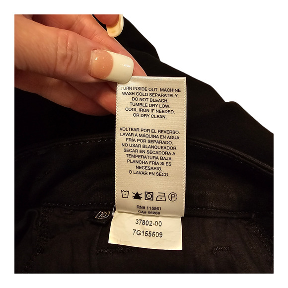 Jen 7 by 7 For All Mankind Jeans Size 10 Black Petite Slim Straight Raw Hem Goth - Picture 5 of 16